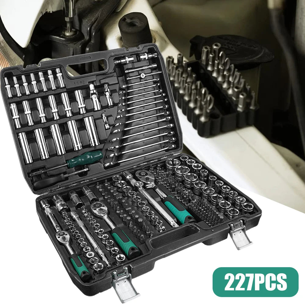 171-teiliges / 227-teiliges Ratschen Set 72-Zahn Cr-V Stahl Profi Werkzeugkoffer