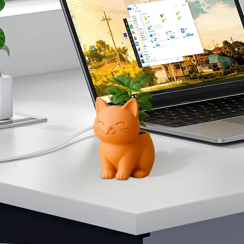 Katzen Blumentopf – Niedlicher Katzen Pflanztopf mit Ablaufloch | 3D Gedruckter Mini Pflanztopf für Kaktus & Bonsai Wohndeko Kaufschwan®
