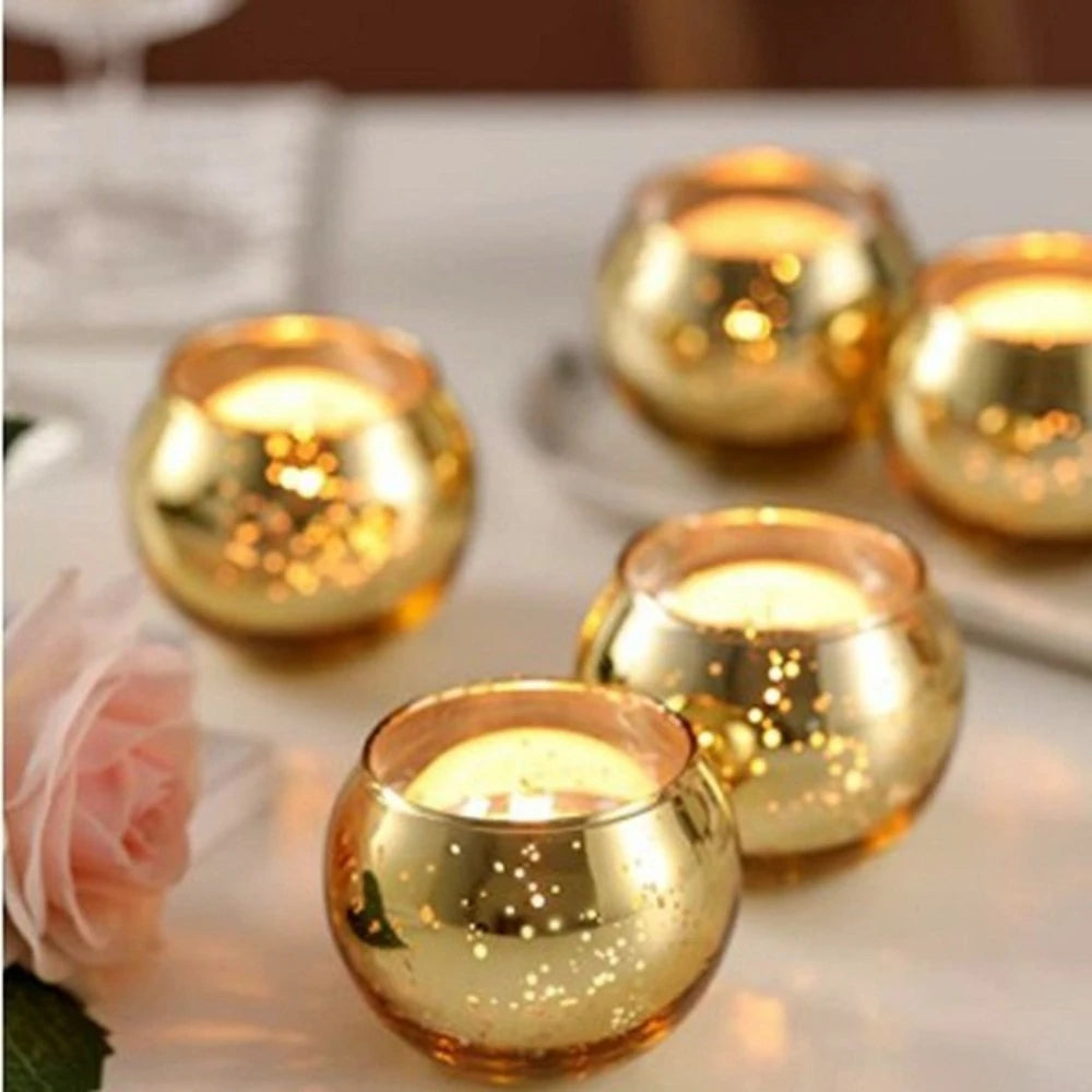 6 / 12 Stück Mercury Glas Teelichthalter – Bunte Kreative Kerzenhalter für Wohndeko, Hochzeit & Party Tischdekoration Kaufschwan®