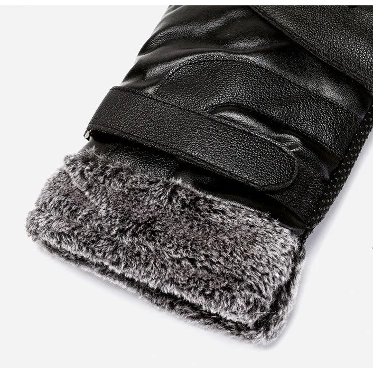 Leder Winterhandschuhe – Damen & Herren Fleece Gefüttert | Touchscreen Wasserdicht & Winddicht Motorrad- & Autofahrerhandschuhe Kaufschwan®