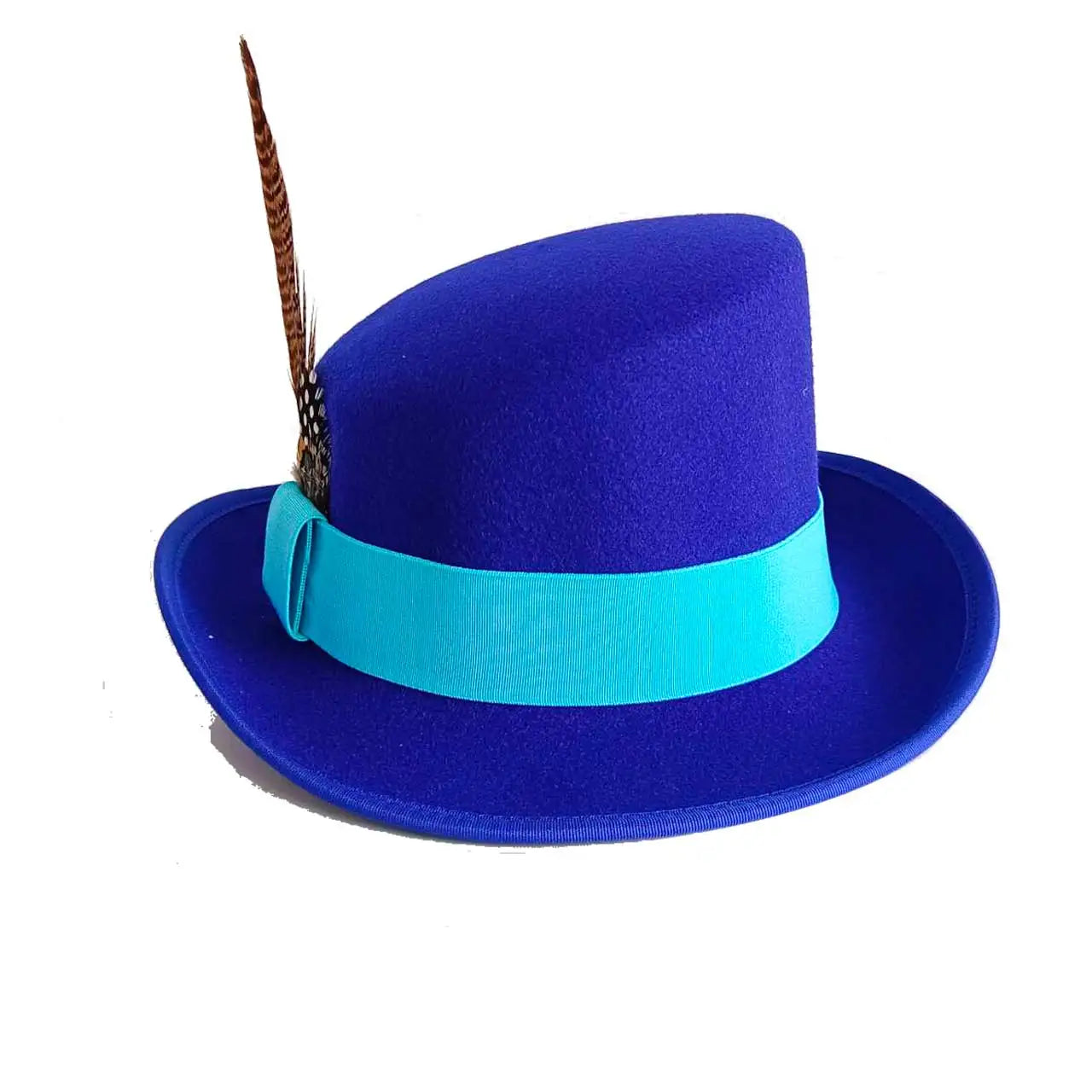 Großer High-Top Fedora Hut – Gentleman Bowler Hut, Britischer Stil, Herbst & Winter, Magic Hat für Herren Kaufschwan® Blau 60-62CM