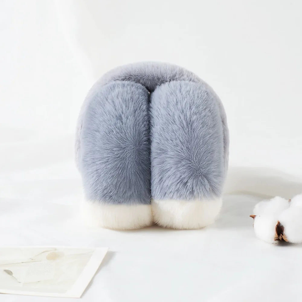 Modische Kunstfell Ohrwärmer in Bonbonfarben – Dicke Faltbare Plüsch Ohrklappen | Weiche Winter Accessoires für Damen & Mädchen Kaufschwan® Grau