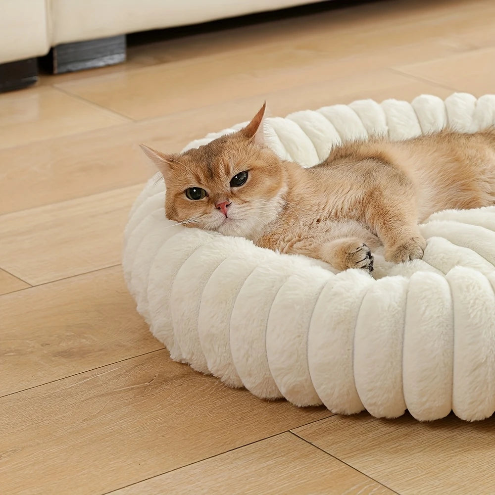 Warmes Rundes Donut-Katzenbett für Katze – Extraweiches Plüschbett & Kuscheliges Schlafnest Kaufschwan®