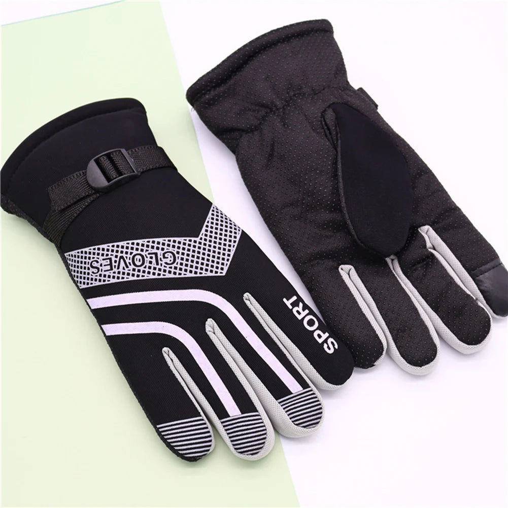 Fleece Skihandschuhe – Touchscreen Winterhandschuhe | Rutschfeste Vollfinger Outdoor Handschuhe für Snowboard, Radfahren & Wandern Kaufschwan®