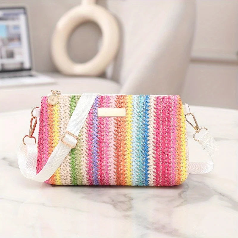 Pastorale Geflochtene Umhängetasche – Retro Bunte Kleine Quadratische Schultertasche für Damen & Mädchen Kaufschwan®