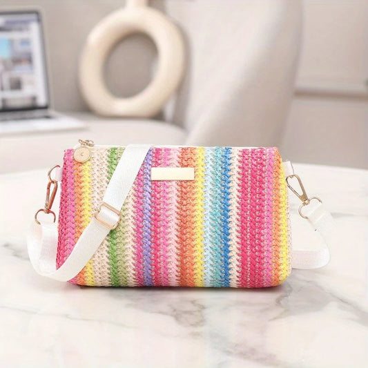 Pastorale Geflochtene Umhängetasche – Retro Bunte Kleine Quadratische Schultertasche für Damen & Mädchen Kaufschwan®