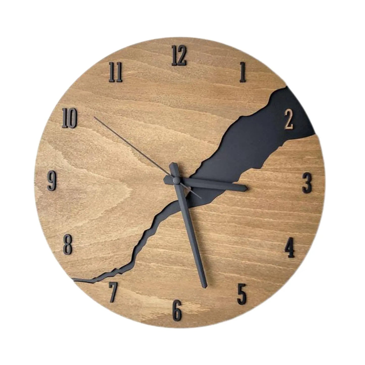 Gebrochene Holz Wanduhr – Leise Große Quarz Deko Uhr Kaufschwan®