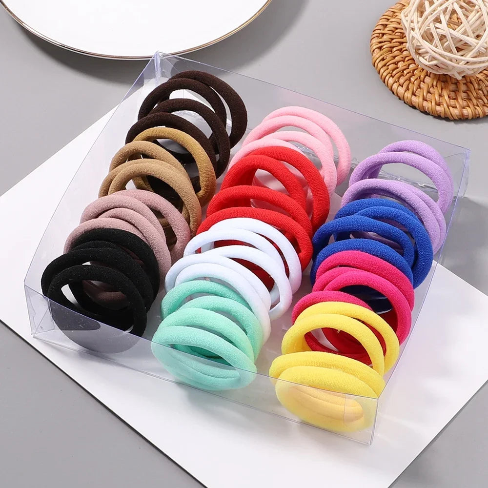 30 Stück Elastische Haargummis Damen & Mädchen | Bunte Nylon-Haargummis & Scrunchies | Zopfgummis Haaraccessoires Kinder Kaufschwan®