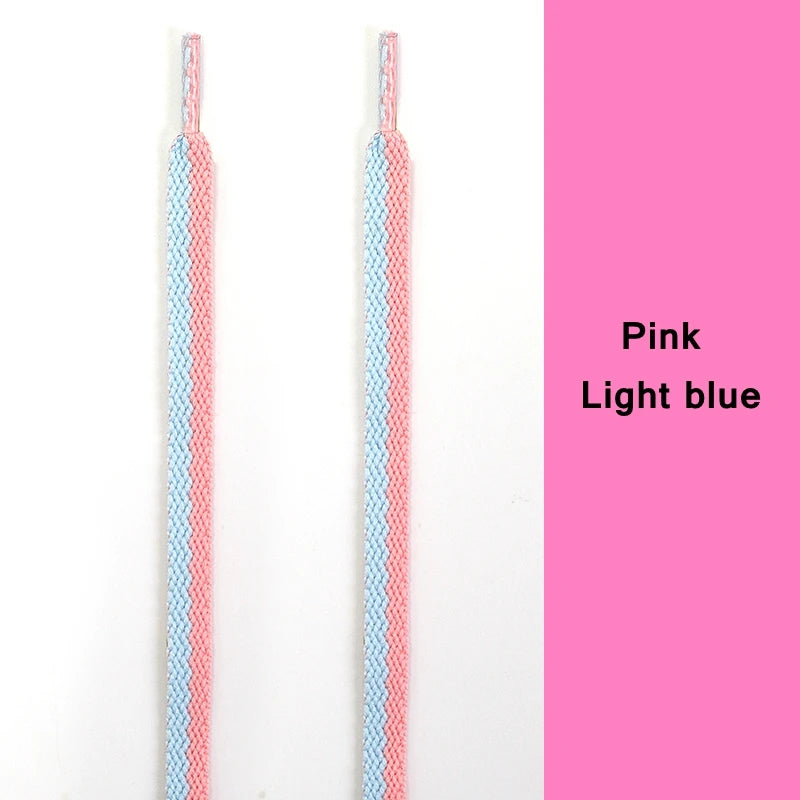 Zweifarbige Flache Schnürsenkel – Präzise Gewebte Modische Laces für Sneaker & Freizeitschuhe | Stilvolle Ersatzschnürsenkel für AF1 & Streetwear Kaufschwan® Rosa Hellblau 140cm