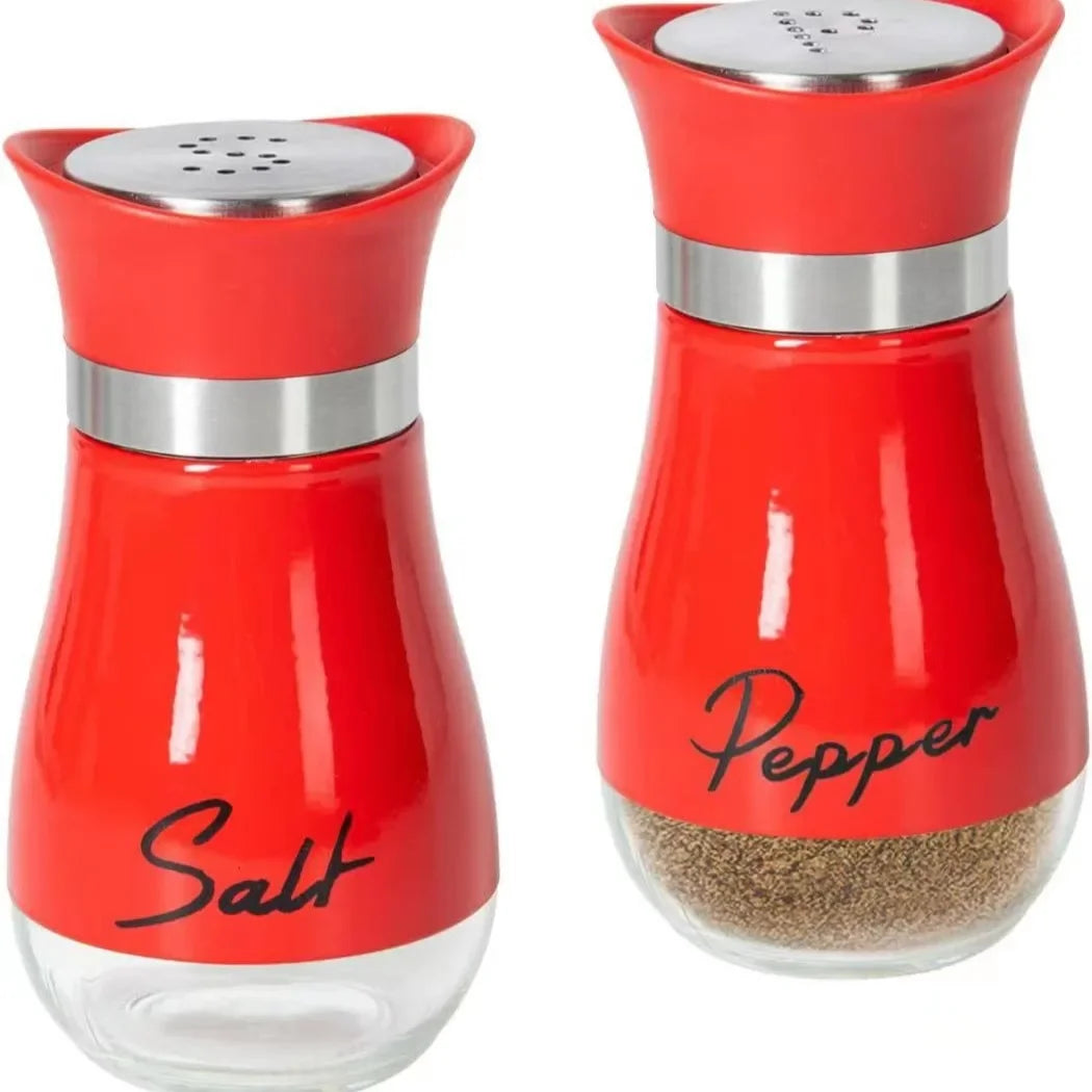 2er Set Salz- & Pfefferstreuer – 120ml (4oz) Farmhouse Gewürzstreuer | Küchenzubehör mit Feuchtigkeitsschutz Kaufschwan® Rot (2er Set)