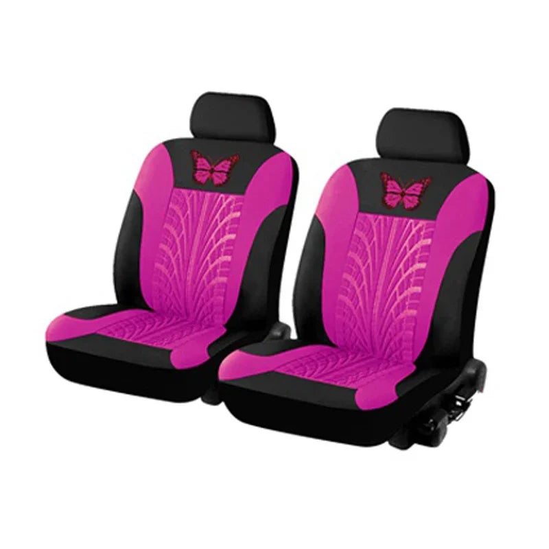 Universelles Autositzbezüge-Set – Vollständiges Set mit eleganter Schmetterlingsstickerei für Auto, SUV, Van & LKW Kaufschwan® Rosenrot (2 Sitze)