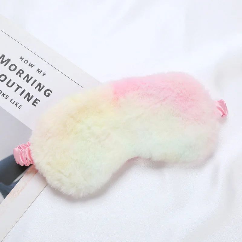 Plüsch Schlafmaske | Weiche & Niedliche Love-Cloud Augenbinde | Bequeme Augenabdeckung für Nickerchen, Reisen & Entspannung Kaufschwan® Rosa/Bunt 20x10cm