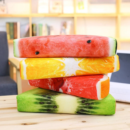 Realistisches 3D Obst Plüschkissen | Wassermelone, Orange, Kiwi & Pomelo | Weiche Schwamminnenfüllung | Kinder, Büro & Zuhause Kaufschwan®