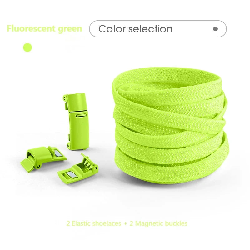 Magnetische No-Tie Elastische Schnürsenkel – Schnelles Verriegelungssystem für Sneaker | Unisex Schuhzubehör für Kinder & Erwachsene, 1 Paar Kaufschwan® Fluoreszierendes Grün