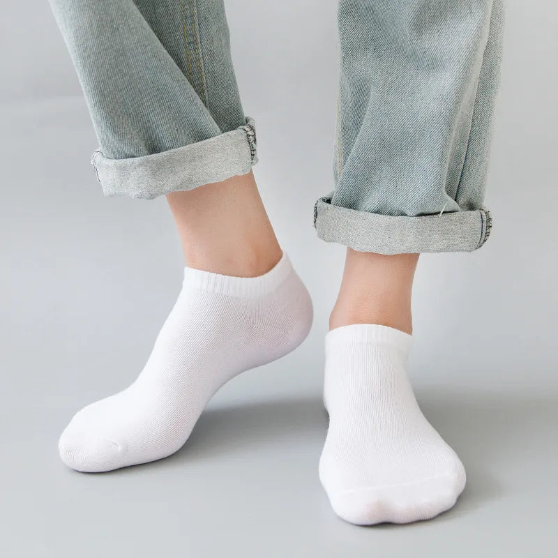 5 Paare Herren Schwarze Bootssocken | Einfarbig Atmungsaktiv Bequem Hochwertige Knöchelsocken Kaufschwan®