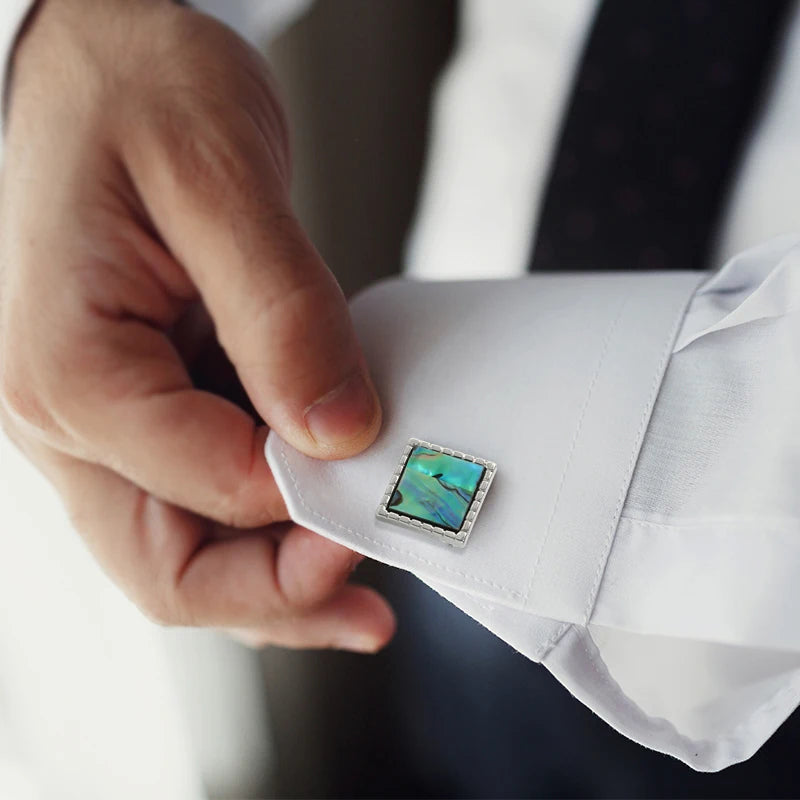 Herren Manschettenknöpfe mit Abalone Muschel – Rechteckiges Design | Eleganter Schmuck für Hochzeit, Party & Geschenk für Vater oder Ehemann Kaufschwan®