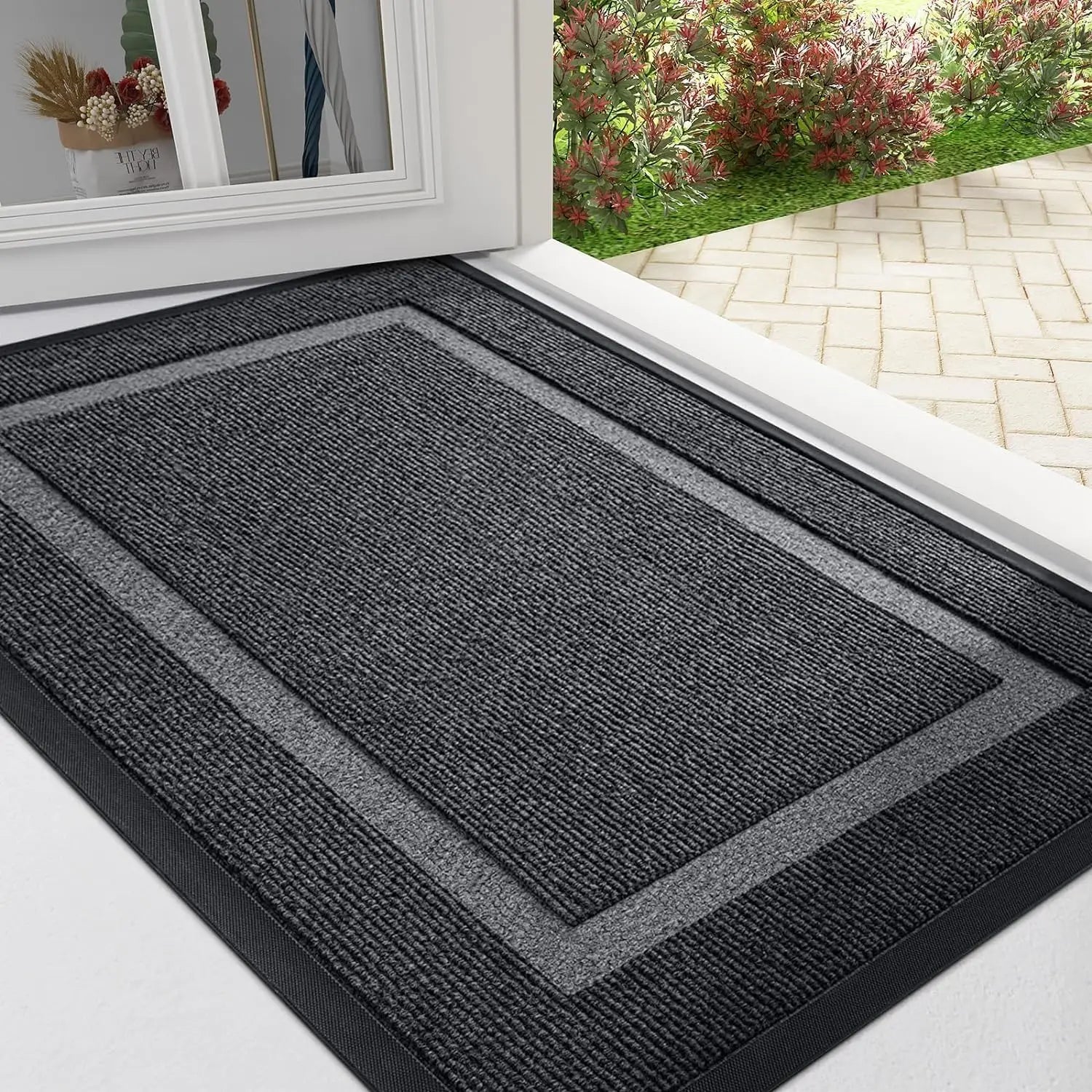 Hochwertige Flache Rutschfeste Eingangsmatte – Teppich für Innenbereich, Küche & Haustür Kaufschwan® Grau 61x119.5cm
