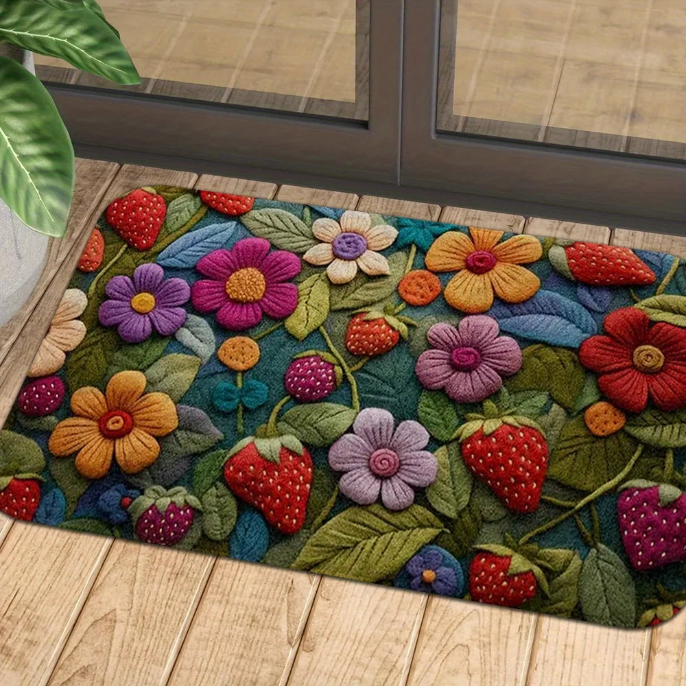 3D Blumenmatte – Rutschfester Teppich mit Kaschmir-Optik für Eingang & Badezimmer Kaufschwan® Burgund 50cmx80cm