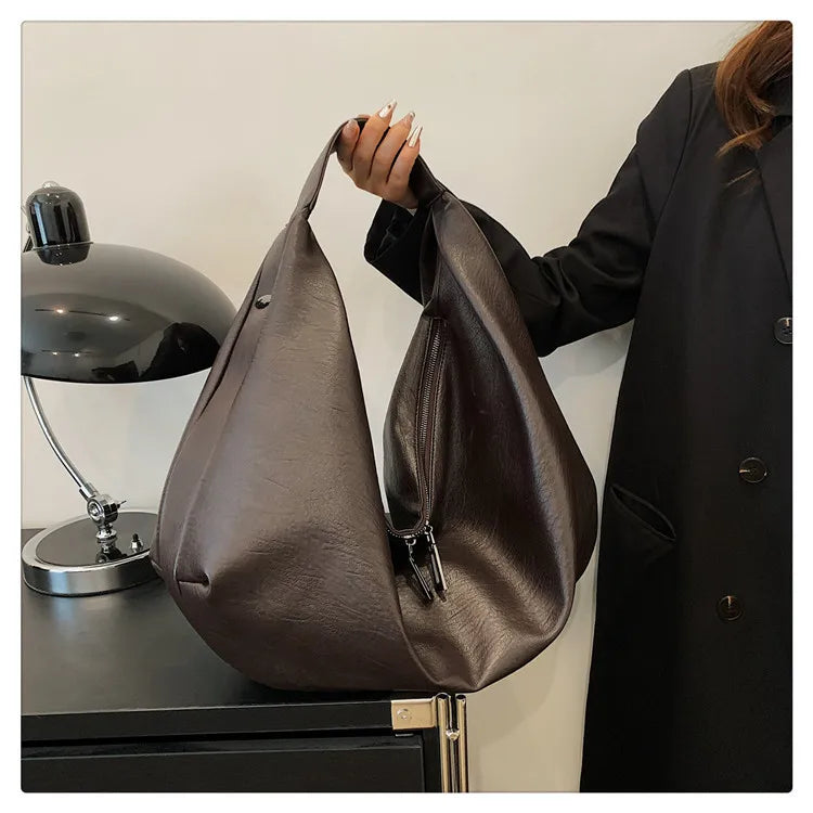Große Schwarze Schultertasche für Damen – Hobo Shopper Tote | Weiche Leder Umhängetasche für Reisen & Alltag Kaufschwan®