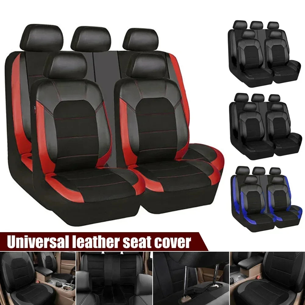 Universelles PU-Leder Autositzbezug-Set – Vollschutz für vorne & hinten, passend für 5-Sitzer Autos & LKWs Kaufschwan®