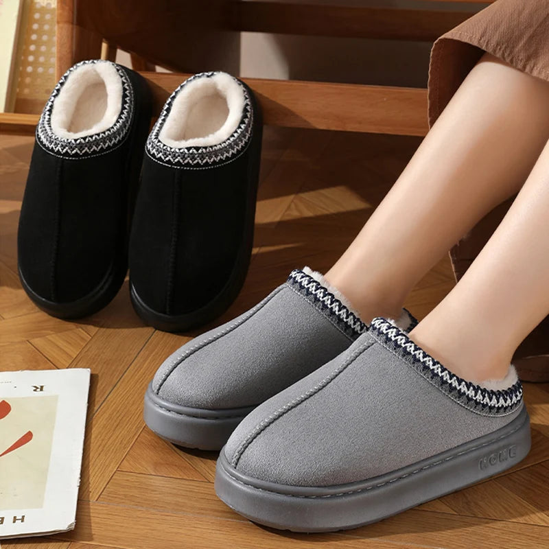Modische Flauschige Plattform-Pantoffeln für Damen | Winter Plüsch & Warme Baumwollschuhe | Bequeme Rutschfeste Unisex Hausschuhe Kaufschwan®