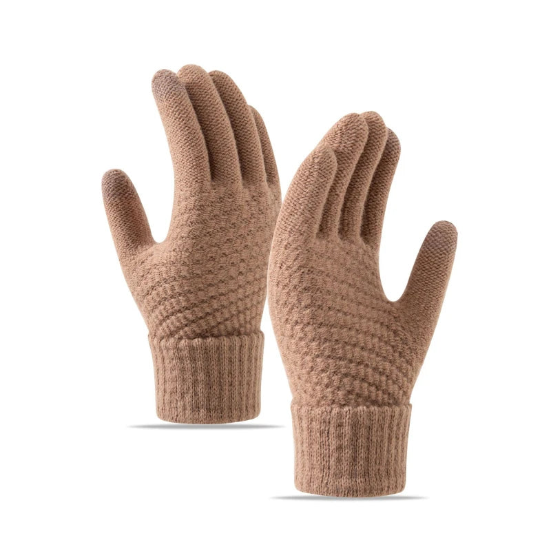 Winter Touchscreen Strickhandschuhe – Warme Unisex Vollfinger Handschuhe | Verdickte Strickhandschuhe aus Kunstwolle für Damen & Herren Kaufschwan®