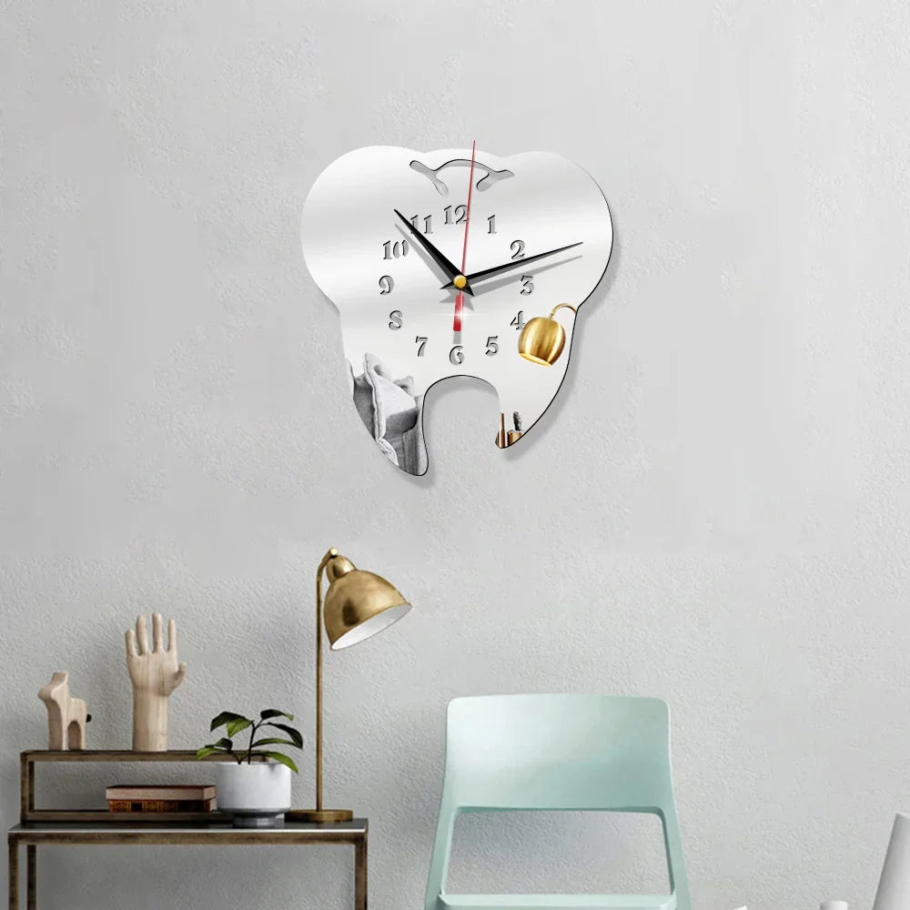 Kreative Zahn Spiegel Wanduhr – DIY Leise Acryl Deko Uhr Kaufschwan®