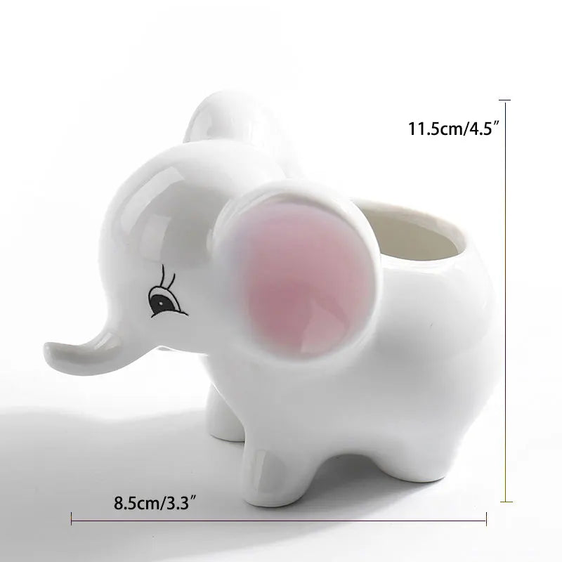 Kreativer Keramik Mini Blumentopf – Niedlicher Weißer Baby Elefant Sukkulenten Topf | Tisch Deko Ornament Kaufschwan® 8.5x11.5cm