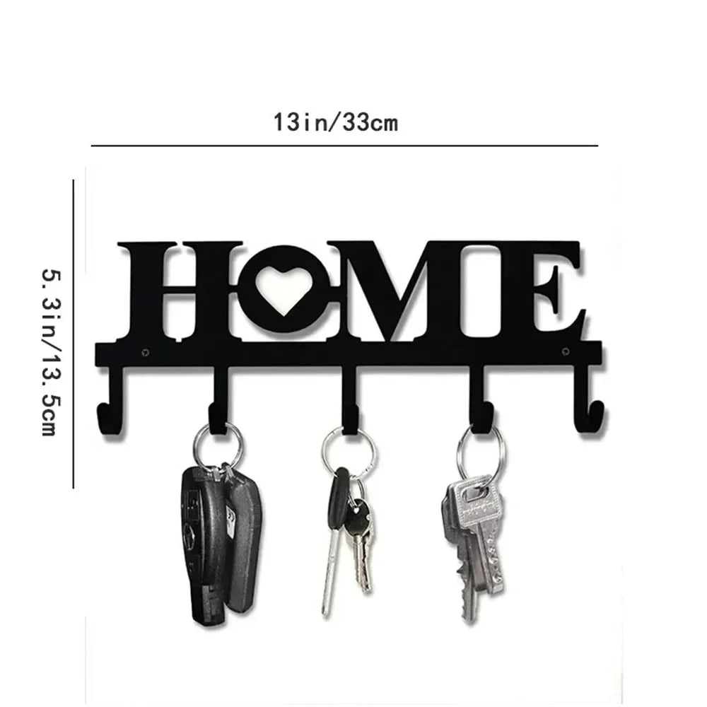 Vintage Schwarzer Metall Schlüsselhalter – Rustikaler Wandhaken Organizer | Dekorative Wandgarderobe für Schlüssel, Jacken & Handtücher