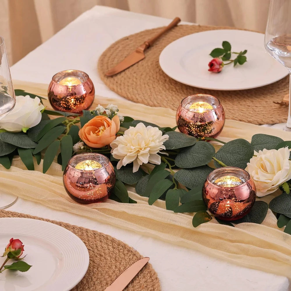 6 / 12 Stück Mercury Glas Teelichthalter – Bunte Kreative Kerzenhalter für Wohndeko, Hochzeit & Party Tischdekoration Kaufschwan®