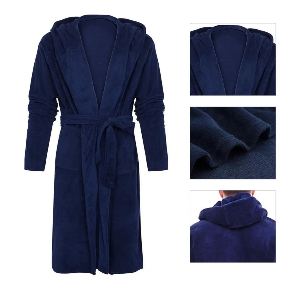 Herren Bademantel mit Kapuze aus Flanell – Warmer Morgenmantel mit Gürtel & Taschen, Weicher Schlafanzug für Zuhause Kaufschwan®