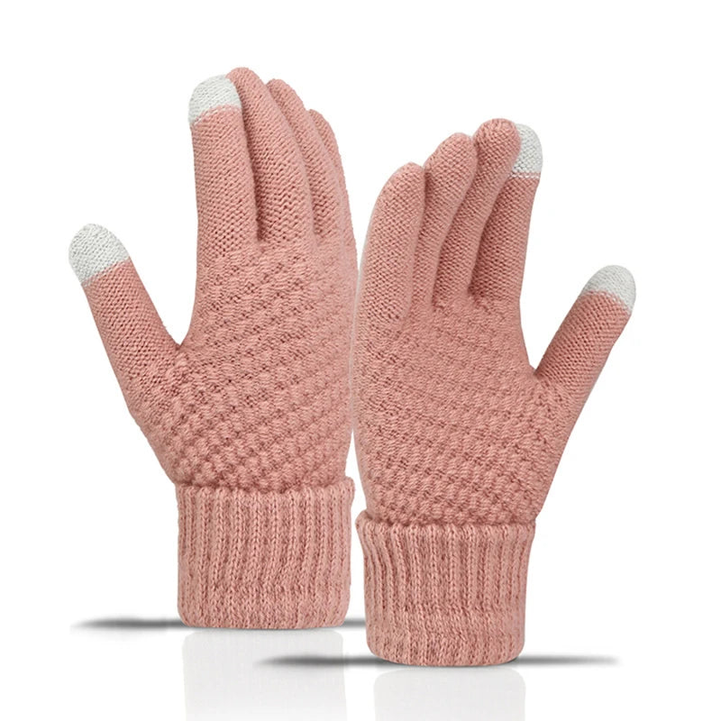 Winter Touchscreen Strickhandschuhe – Warme Unisex Vollfinger Handschuhe | Verdickte Strickhandschuhe aus Kunstwolle für Damen & Herren Kaufschwan®