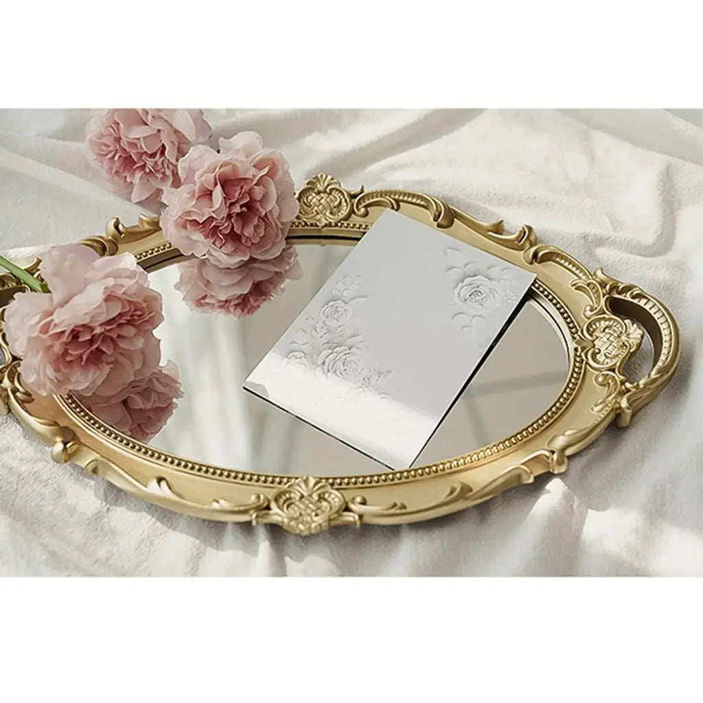 Vanity-Tablett im Europäischen Retro-Stil – Schmuck-, Kosmetik- & Parfum-Ablage mit Spiegel für Schminktisch & Wohndekoration Kaufschwan®