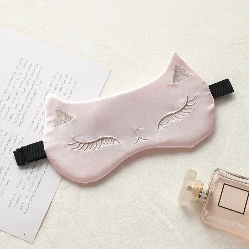 Katzen Design-Schlafmaske | Nachtmaske Augenabdeckung | Glatte & Atmungsaktive Augenbinde für Damen & Herren | Fuchs-Design für Reisen & Entspannung Kaufschwan® Rosa