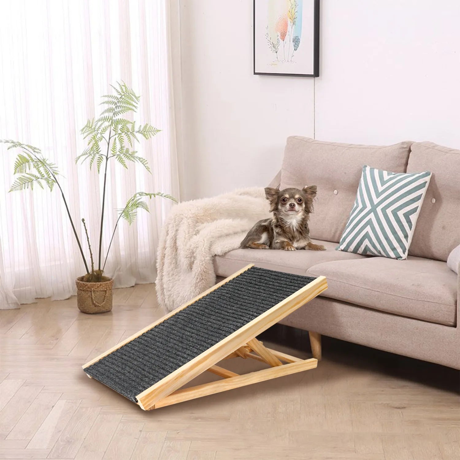 Verstellbare Holz Hundetreppe – Klappbare Rutschfeste Haustierleiter Kaufschwan®