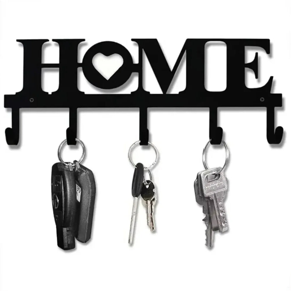 Vintage Schwarzer Metall Schlüsselhalter – Rustikaler Wandhaken Organizer | Dekorative Wandgarderobe für Schlüssel, Jacken & Handtücher