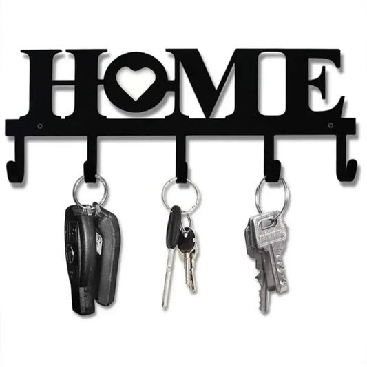 Vintage Schwarzer Metall Schlüsselhalter – Rustikaler Wandhaken Organizer | Dekorative Wandgarderobe für Schlüssel, Jacken & Handtücher