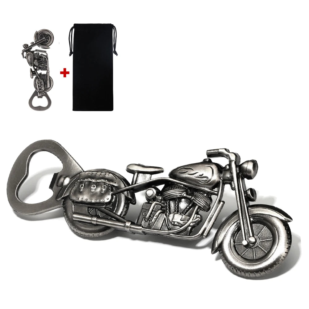 Motorrad Flaschenöffner – Bronze Metall Bar Werkzeug Geschenk für Männer Kaufschwan® Silber mit Tasche
