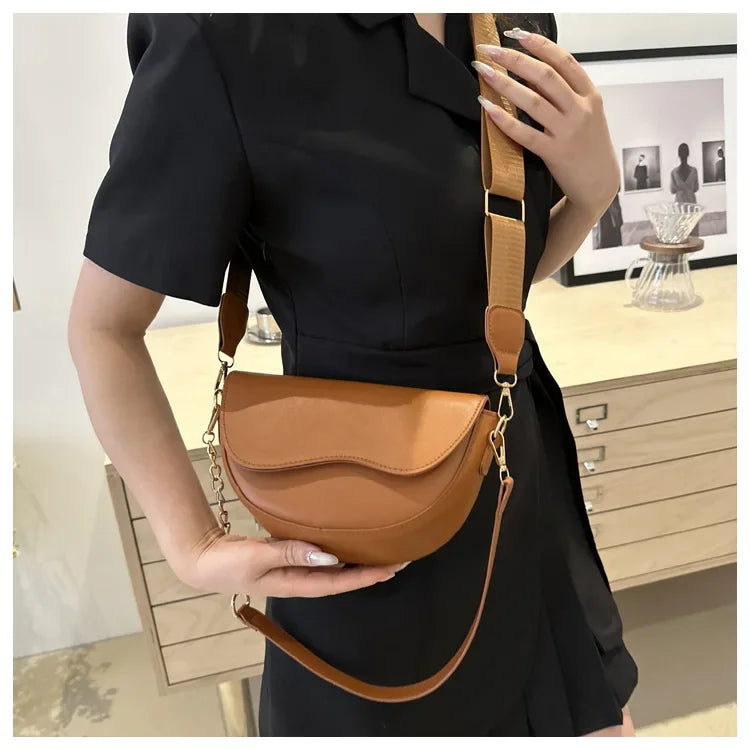 Damen Vintage Doppelriemen Schultertasche – Einfarbige PU Leder Crossbody Handtasche & Geldbörse Kaufschwan®