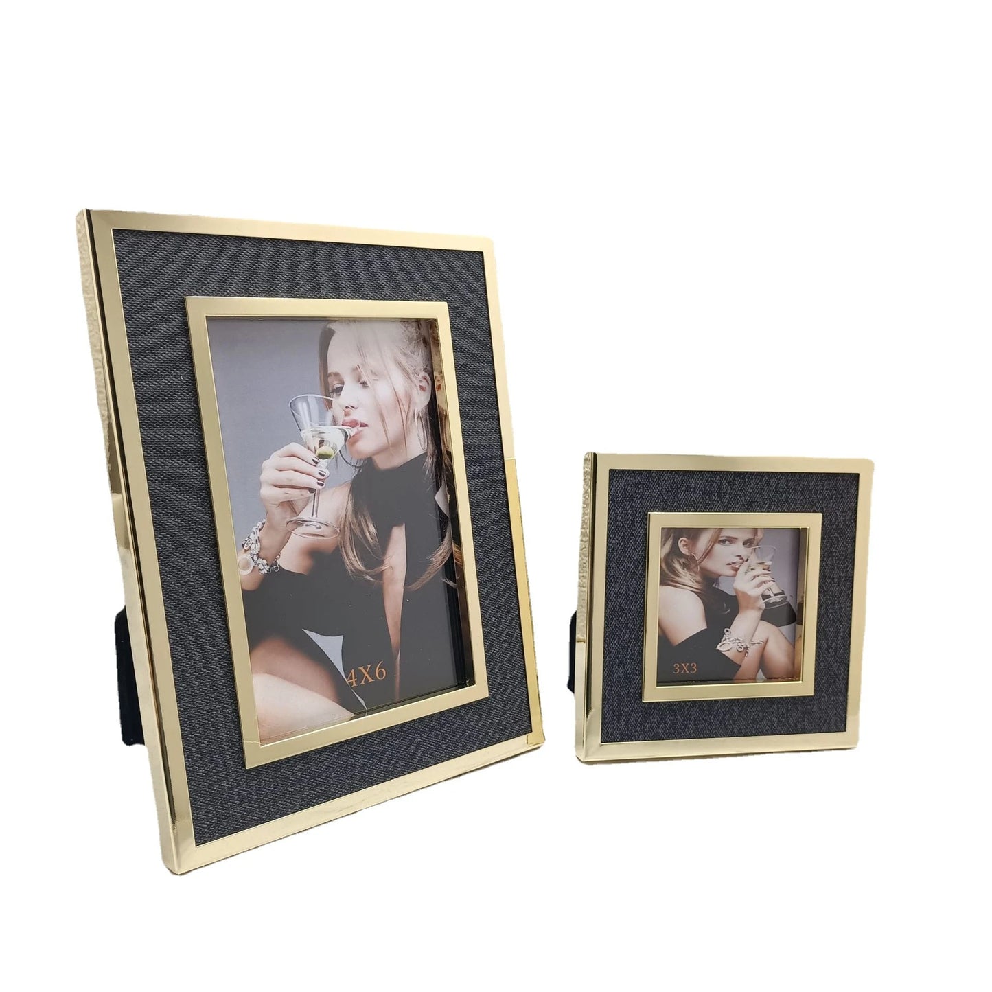 Europäischer Schlichter Metall Bilderrahmen mit Leder – Desktop Dekoration Kaufschwan®