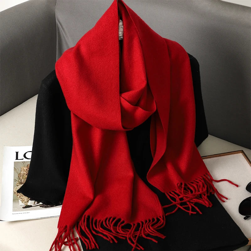 Bunte Winter Schals für Damen | Langer Kaschmir-Optik Wärmeschal | Einfarbig Hijab, Umschlagtuch & Pashmina Kopftuch