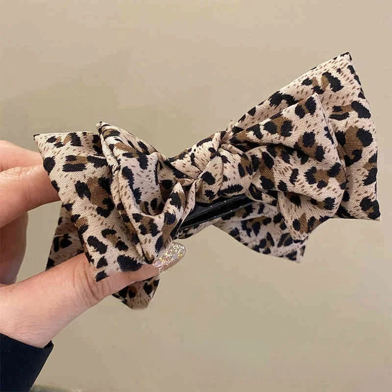Leoparden-Schleifen-Haarklammer im Retro-Stil Kaufschwan® Cremeweiß