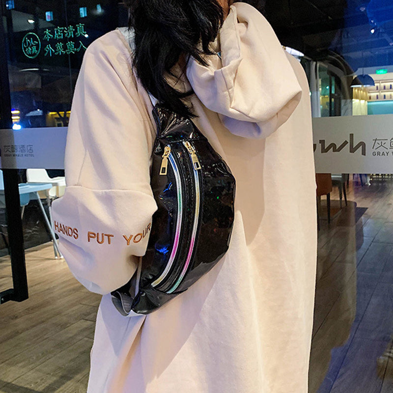 Holografische Gürteltasche – Laser PU Leder Hüfttasche | Reise Bum Bag, Crossbody Schultertasche für Damen & Mädchen Kaufschwan®