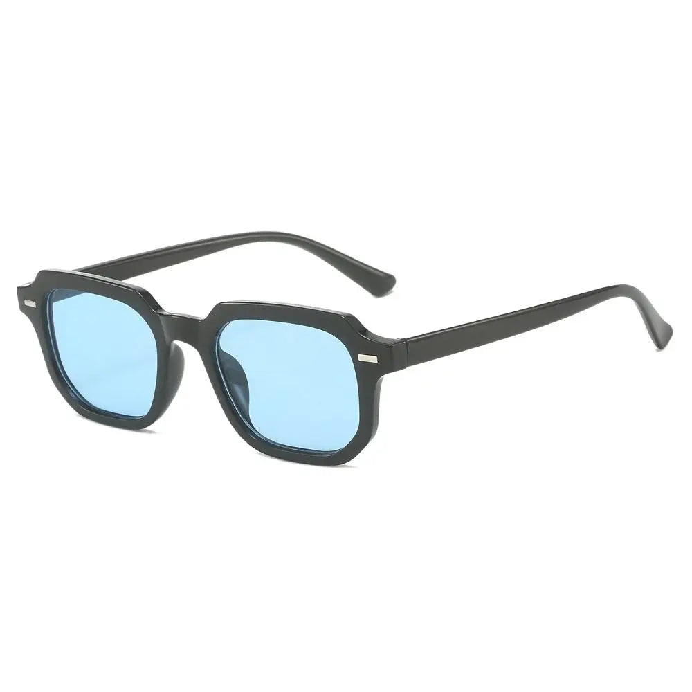 Retro-Sonnenbrille mit Vieleckigem Rahmen – Runde Sonnenbrille mit Nieten, Gestreiften Bügeln und UV400-Schutz zum Autofahren und für Freizeitaktivitäten Kaufschwan® Design 6