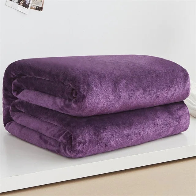 Korallfleece Flanell Decke – Weiche, warme und leichte Bettdecke, Sofabezug, Einfarbig Blau & Rosa Kariert Kunstpelz