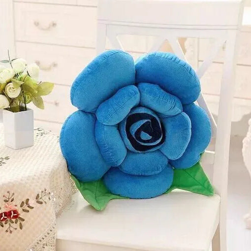 3D Rosen-Kissen | Plüsch-Blumenkissen | Simulierte Rosen-Matte | Romantisches Geschenk zum Valentinstag Kaufschwan® Blau 30cm