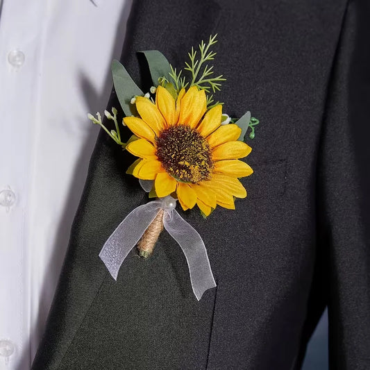 Handgefertigte Sonnenblumen Hochzeitskorsage – Elegantes Armband für Brautjungfern und Bräutigam Kaufschwan®