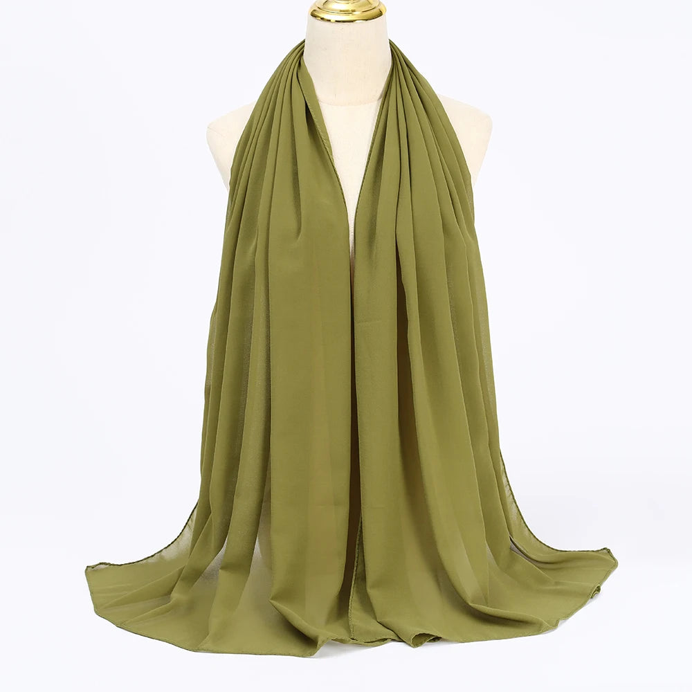 Muslimischer Chiffon Hijab Schal – Damen Langer Einfarbiger Kopf Schal | Eleganter Jersey Schleier & Modisches Umschlagtuch