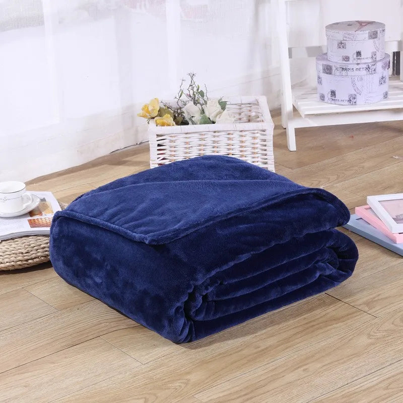 Korallfleece Flanell Decke – Weiche, warme und leichte Bettdecke, Sofabezug, Einfarbig Blau & Rosa Kariert Kunstpelz Kaufschwan®