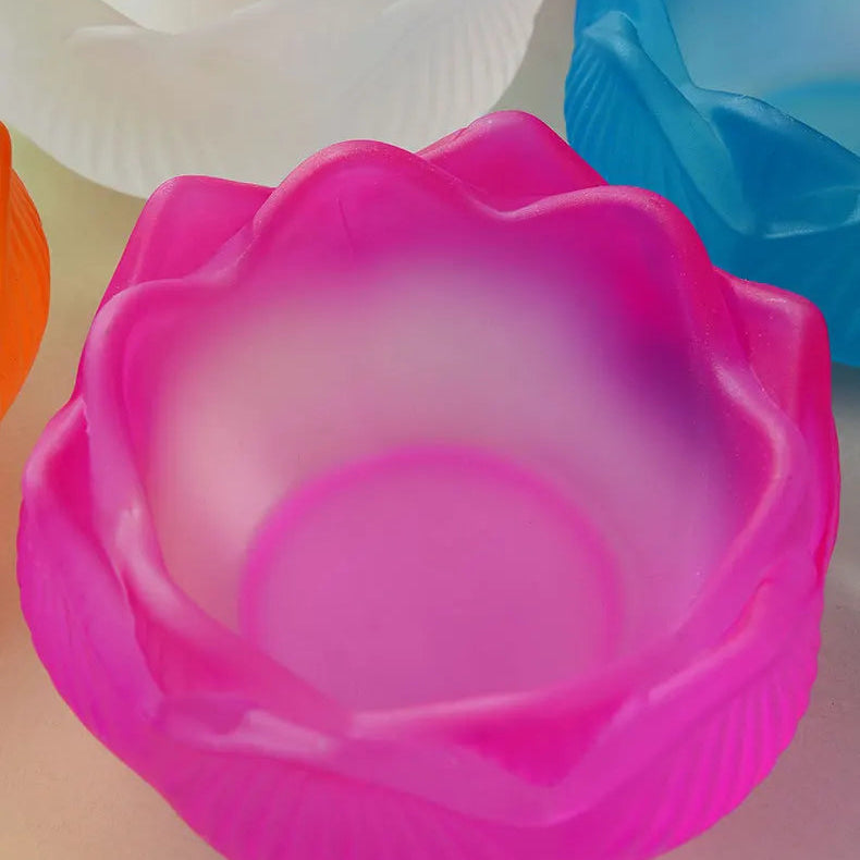 Bunter Glas Lotus Kerzenhalter – Buddhistischer Altar Butterlampenständer für Andacht & Wohndekoration Kaufschwan®